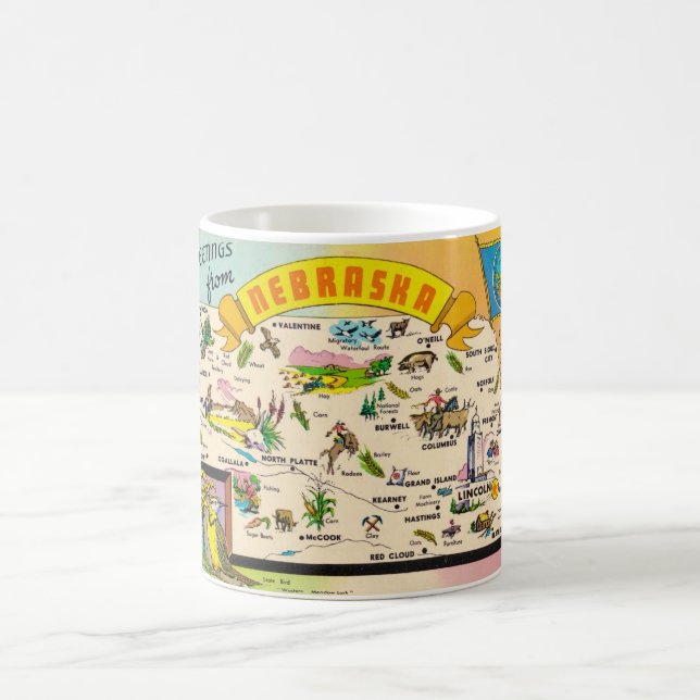 Färgrik Nebraska-karta Kaffemugg (Center)