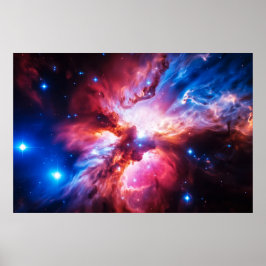 Färgrik nebulosa galax rymd stjärnor kosmos univer poster