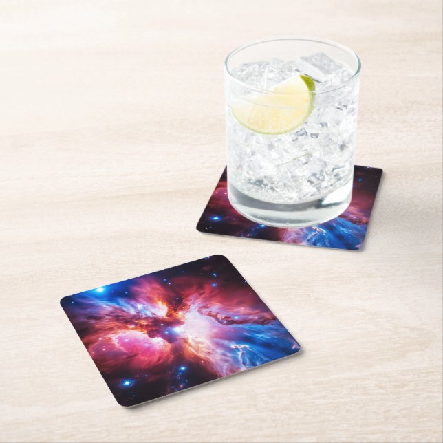 Färgrik nebulosa galax rymd stjärnor kosmos univer underlägg papper kvadrat (Insitu)