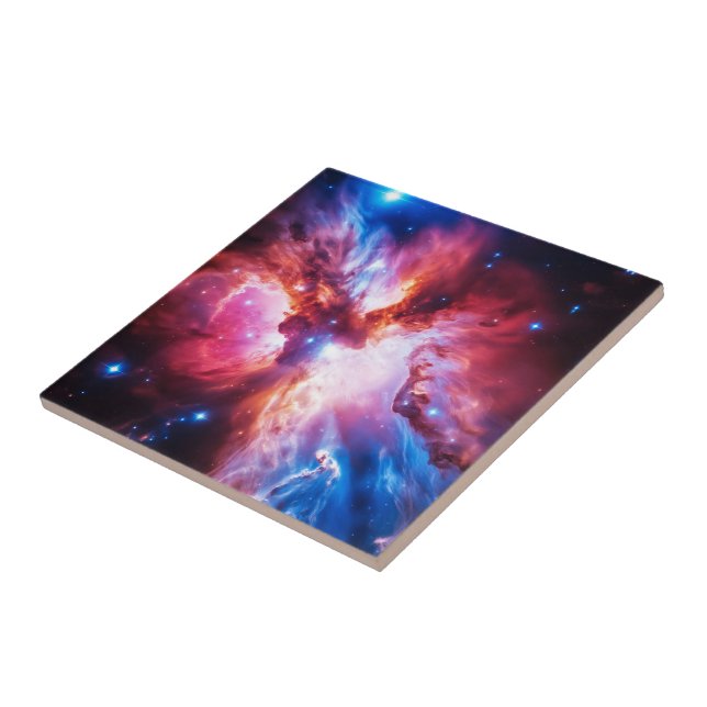 Färgrik nebulosa galax rymdstjärnor kosmos univers kakelplatta (Sidan)