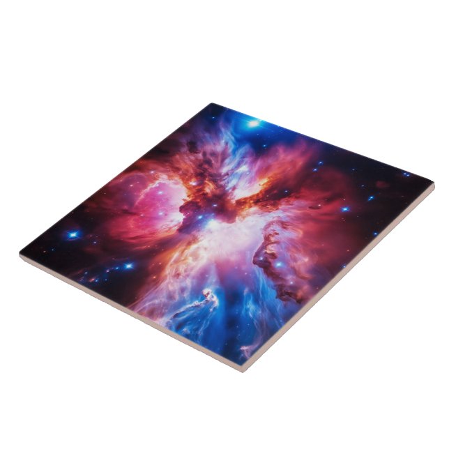 Färgrik nebulosa galax rymdstjärnor kosmos univers kakelplatta (Sidan)