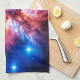Färgrik nebulosa galax rymdstjärnor kosmos univers kökshandduk