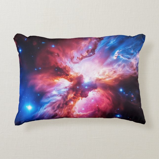 Färgrik nebulosa galax rymdstjärnor kosmos univers prydnadskudde (Framsidan)