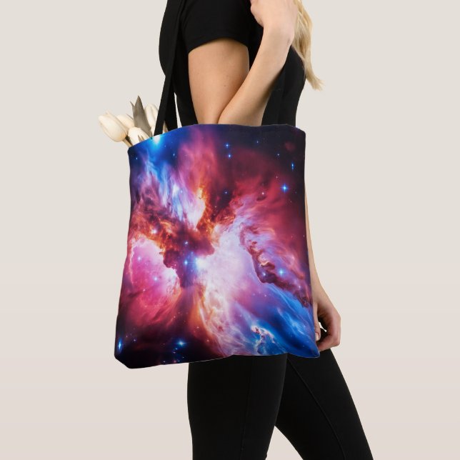 Färgrik nebulosa galax rymdstjärnor kosmos univers tygkasse (Närbild)