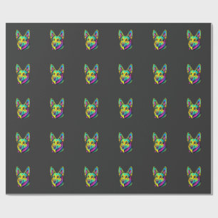 Färgrik neonhund vektporträtt presentpapper