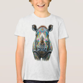 Färgrik Noshörning Porträtt Livlig Vilda Djur T Shirt