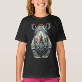 Färgrik Noshörning Porträtt Livlig Vilda Djur T Shirt