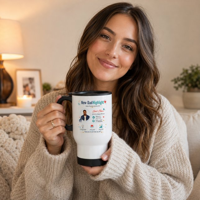 Färgrik Ny Pappa Höjdpunkt Tacksamhets Profil Resemugg (Colorful New Dad Highlight Appreciation Profile Travel Mug
)