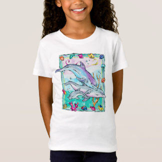 Färgrik nyckfull delfint-skjorta t shirt