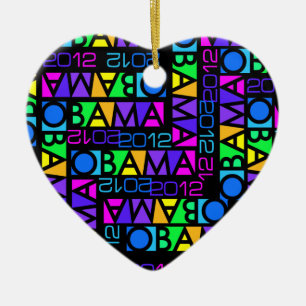 Färgrik Obama 2012 prydnad Julgransprydnad Keramik