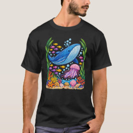 Färgrik oceanval och maneter undervattensrev t shirt