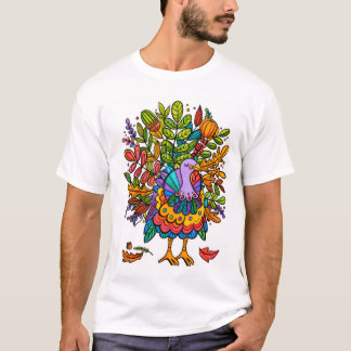 Färgrik och fantastisk rolig kalkon stiliserad t shirt