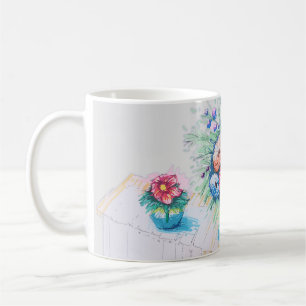 Färgrik och livfull blomsterbukett kaffemugg