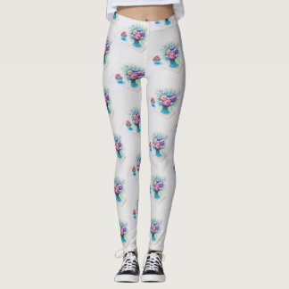 Färgrik och livfull blomsterbukett leggings