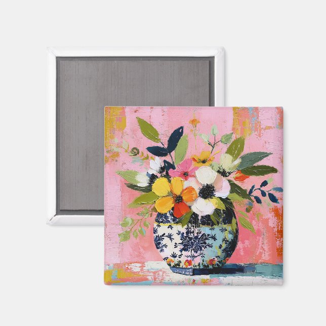 Färgrik och livfull vas med blommor magnet (Front/Back)