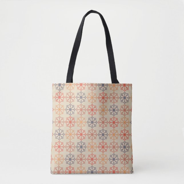Färgrik Ogee & fyrkantig mönster handväska  Tygkasse (Framsida)