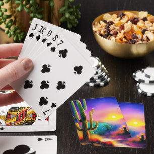 Färgrik öken solnedgång casinokort