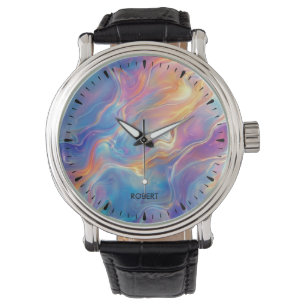 Färgrik opal virvlande flytande marmortextur armbandsur