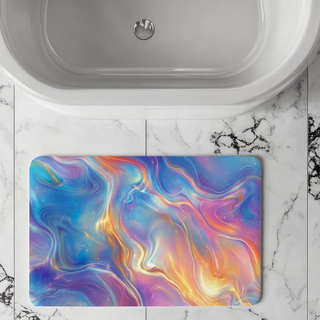 Färgrik opal virvlande marmorerad textur badrumsmatta (Skapare uppladdad)