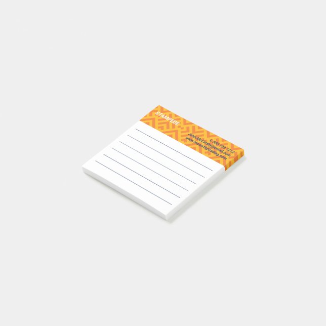 Färgrik Orange Gul Chevron Rutig Post-it Block (Vinklad)