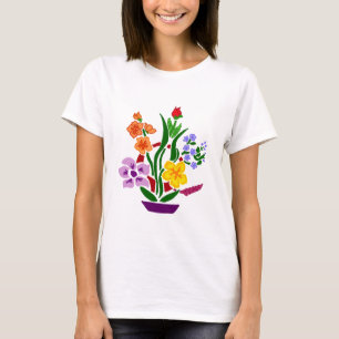Färgrik ordning för blommigtabstraktkonst tee shirt