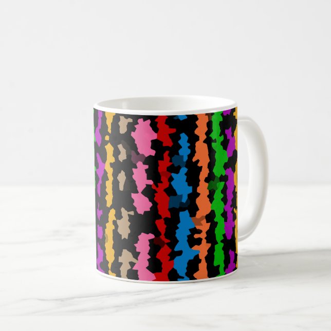 Färgrik oregelbunden abstrakt design svart  kaffemugg (Framsida höger)