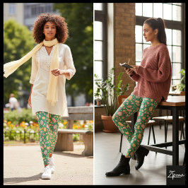 Färgrik Organisk Småsten Grön Upprepad Mönster Leggings