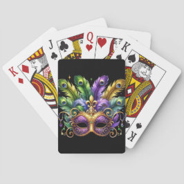 FÄRGRIK ORNAMENTAL MARDI GRAS-MASK & FJÄDRAR CASINOKORT