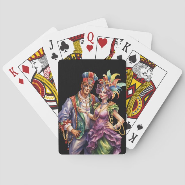 FÄRGRIK ORNAMENTAL MARDI GRAS-PAR CASINOKORT (Baksidan)