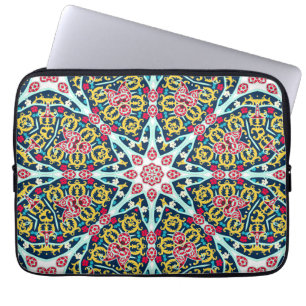 Färgrik Ornamentell Rosett Mandala Konst Laptop Fodral