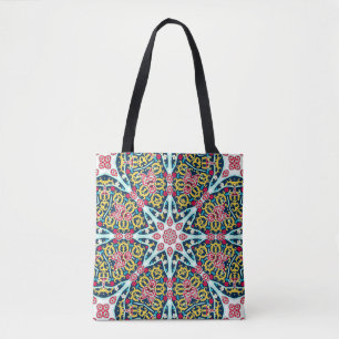 Färgrik Ornamentell Rosett Mandala Konst Tygkasse
