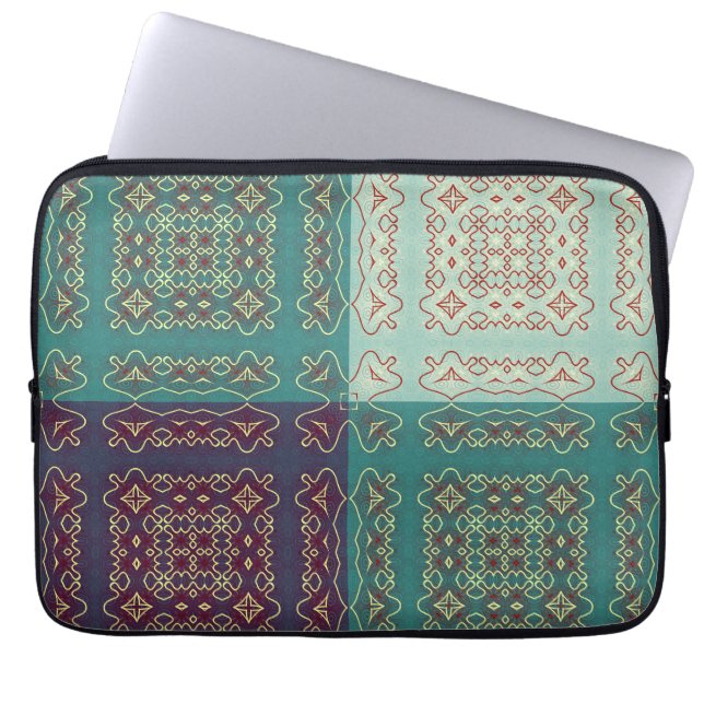 Färgrik Ornamenterad Folkinspirerad Laptop Fodral (Framsidan)