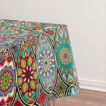 Färgrik oval olik mandalasblommönster