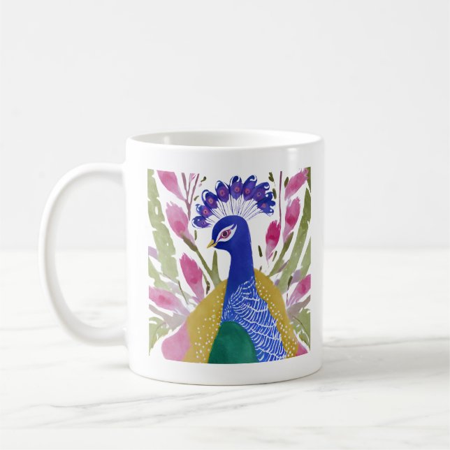 Färgrik Påfågel Kaffemugg (Vänster)