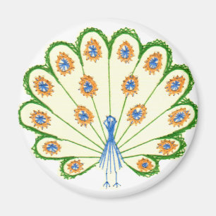 Färgrik påfågel magnet