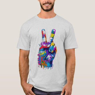 Färgrik Paint Drip Fredstecken Graffiti Streetwear T Shirt