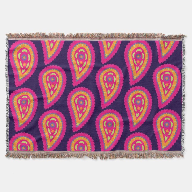 Färgrik Paisley Filt (Framsidan)