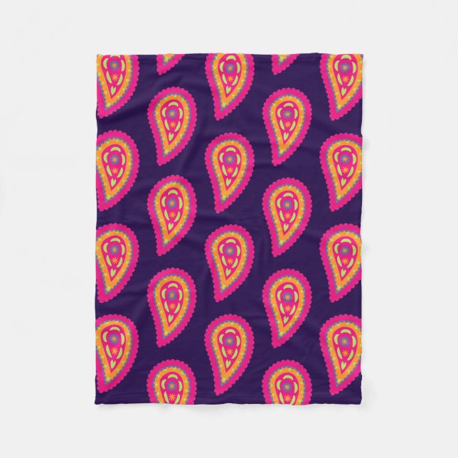 Färgrik Paisley Fleecefilt (Framsidan)