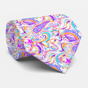 Färgrik paisley för gullig vit design slips