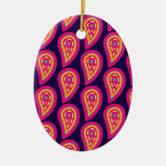 Färgrik Paisley Julgransprydnad Keramik (Framsidan)