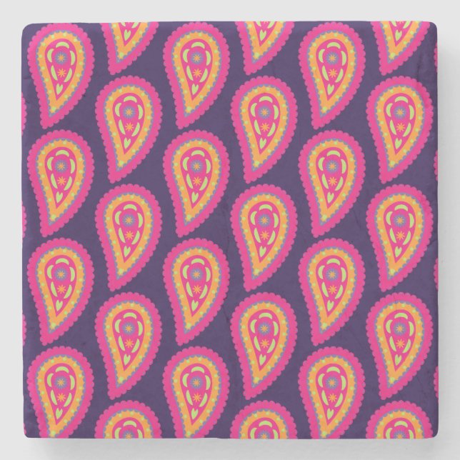 Färgrik Paisley Stenunderlägg (Framsidan)