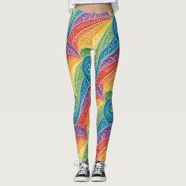 Färgrik Paisley Virvelmönster Leggings