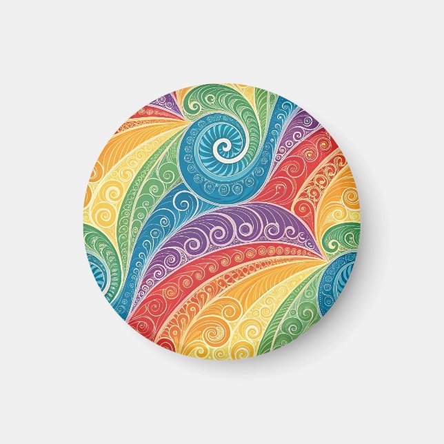 Färgrik Paisley Virvelmönster Magnet (Framsidan)