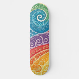 Färgrik Paisley Virvelmönster Mini Skateboard Bräda 18,5 Cm