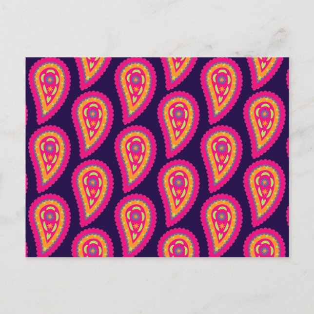 Färgrik Paisley Vykort (Framsida)