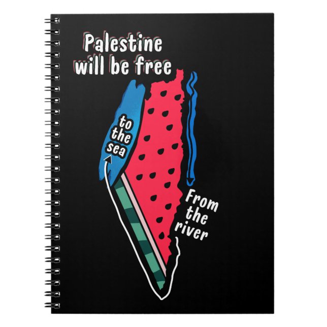 färgrik palestina vattenmelon kartgrafik design anteckningsbok (Framsidan)