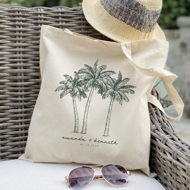 Färgrik Palmtree Destinationsbröllop Välkommen Tygkasse (Skapare uppladdad)