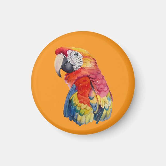 Färgrik papegoja akvarellillustration magnet (Framsidan)