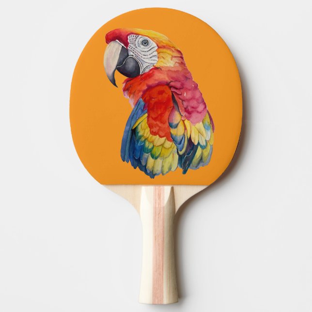 Färgrik papegoja akvarellillustration pingisracket (Framsidan)