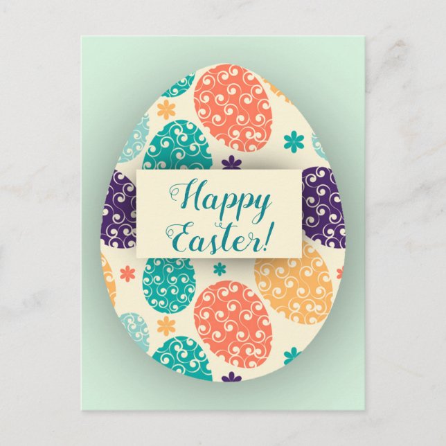 Färgrik påskäggvykort helg vykort (Framsida)